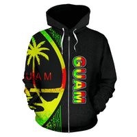 Guam Polynesian Zip up Hoodie Reggae Line - Polynesian Pride