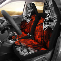 Guam Polynesian Personalised Car Seat Cover - Vintage Polynesian Universal Fit Red - Polynesian Pride