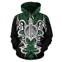 Hawaii Turtle Tribal Green Hoodie Armor Style - Polynesian Pride