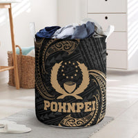 Pohnpei Miconesia Laundry Basket - Gold Tribal Wave One Style One Size Black - Polynesian Pride