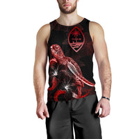 Guam Men Tank Top - Turtle With Blooming Hibiscus Red - Polynesian Pride