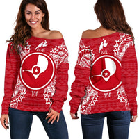 Yap Polynesian Shoulder Sweater Map Red White Red - Polynesian Pride
