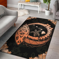 Hawaii Turtle Hibiscus Corner Map Polynesian Area Rug AH Rug Orange - Polynesian Pride
