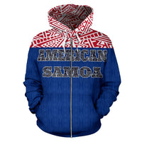 American Samoa All Over Zip up Hoodie Polynesian Hoodie Style - Polynesian Pride