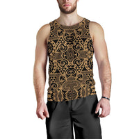 Polynesian Kakau Turtle Gold Hawaii Men's Tank Top Gold - Polynesian Pride