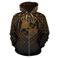 Tonga All Over Zip up Hoodie Lift up Gold - Polynesian Pride