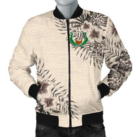 Pohnpei Men's Bomber Jacket - The Beige Hibiscus - Polynesian Pride