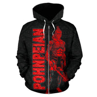 Pohnpei Zip up Hoodie Micronesia Pohnpeian Warrior Red - Polynesian Pride