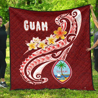 Guam Premium Quilt - Guam Seal Polynesian Patterns Plumeria (Red) - Polynesian Pride