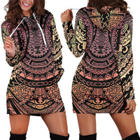 Polynesian Tribal Hoodie Dress Black - Polynesian Pride