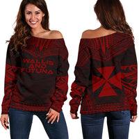 Wallis And Futuna Polynesian Chief Women's Off Shoulder Sweater - Red Version Red - Polynesian Pride