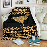 Hawaii Premium Blanket - Polynesian Mantafish Style White - Polynesian Pride