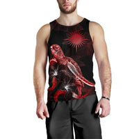 Marshall Islands Men Tank Top - Turtle With Blooming Hibiscus Red - Polynesian Pride