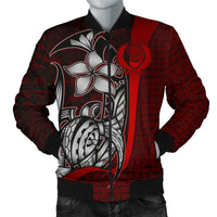 Pohnpei Micronesia Men's Bomber Jackets Red - Turtle With Hook Red - Polynesian Pride