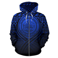 Palau All Over Zip up Hoodie Lift up Blue - Polynesian Pride
