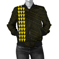 Hawaii Kakau Polynesian Coat Of Arms Women's Bomber Jacket - Yellow Yellow - Polynesian Pride
