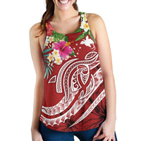 Papua New Guinea Polynesian WOmen's Racerback Tank - Summer Plumeria (Red) - Polynesian Pride