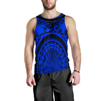 Polynesian Men's Tank Top, Maui Tattoo Polynesian Patterns (Blue) - Polynesian Pride