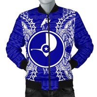 Yap Polynesian Men's Bomber Jacket Map Blue Blue - Polynesian Pride