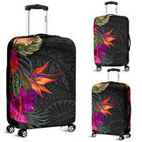 Polynesian Luggage Covers - Hibiscus Pattern Black - Polynesian Pride