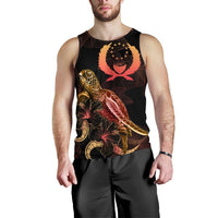 Pohnpei Men Tank Top - Turtle With Blooming Hibiscus Gold - Polynesian Pride