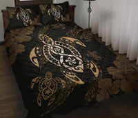 Hawaii Quilt Bed Set - Hawaii Polynesian Turtle Quilt Bed Set Flow Of Turtle Gold - Polynesian Pride