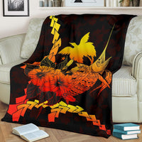 Papua New Guinea Polynesian Premium Blanket - Swordfish With Hibiscus - Polynesian Pride