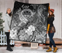 Federated States of Micronesia Custom Personalised Premium Quilts - Humpback Whale with Tropical Flowers (White) - Polynesian Pride