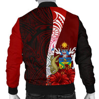 Polynesian Custom Personalised Men's Bomber Jacket - Coat Of Arm With Hibiscus - Polynesian Pride