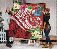 Fiji Polynesian Premium Quilt - Summer Plumeria (Red) - Polynesian Pride
