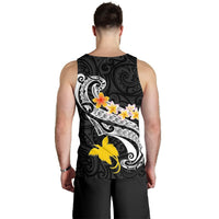 Papua New Guinea Custom Personalised Men's Tank Top - PNG Seal Polynesian Patterns Plumeria (Black) - Polynesian Pride