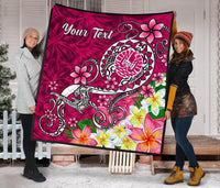 Tahiti Custom Personalised Premium Quilt - Turtle Plumeria (Pink) - Polynesian Pride