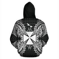 Wallis and Futuna Polynesian All Over Zip up Hoodie Map Black - Polynesian Pride
