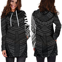 Maori Samoan Tattoo Women's Hoodie Dress White Version - Polynesian Pride