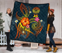 American Samoa Polynesian Premium Quilt - Legend of American Samoa (Blue) - Polynesian Pride