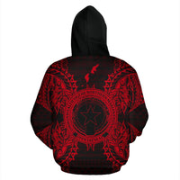 Northern Mariana Islands Polynesian ll Over Hoodie Map Red - Polynesian Pride