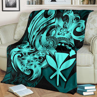 Polynesian Hawaii All Over Premium Blanket - Kanaka Maoli Blue Turtle - Polynesian Pride