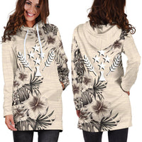 Kosrae Hoodie Dress - Kosrae Flag & Beige Hibiscus - Polynesian Pride