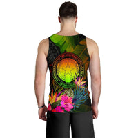 Northern Mariana Islands Personalised Men's Tank Top - Hibiscus and Banana Leaves - Polynesian Pride
