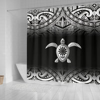 Turtle Shower Curtain - Polynesian Black Fog Style - Polynesian Pride