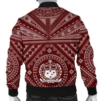 Samoa Personalised Men's Bomber Jacket - Samoa Seal In Polynesian Tattoo Style (Red) - Polynesian Pride