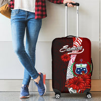 Samoa Polynesian Luggage Covers - Coat Of Arm With Hibiscus - Polynesian Pride