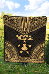 Austral Islands Premium Quilt - Austral Islands Flag Polynesian Chief Gold Version - Polynesian Pride