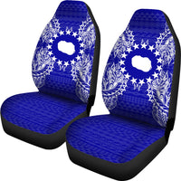 Cook Islands Car Seat Cover - Cook Islands FLag Map Blue - Polynesian Pride