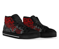 Tahiti Polynesian High Top Shoes - Red Turtle Hibiscus Flowing - Polynesian Pride