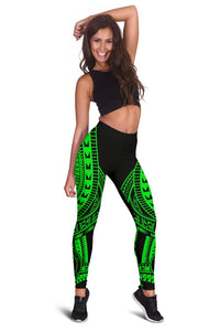 Palau Women Leggings Polynesian Pattern Green - Polynesian Pride