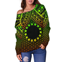 Polynesian Cook Islands Personalised Women's Off Shoulder Sweater - Reggae Vintage Polynesian Patterns - Polynesian Pride