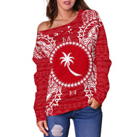 Chuuk Polynesian Shoulder Sweater Map Red White - Polynesian Pride