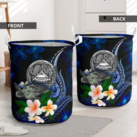 American Samoa Polynesian Laundry Basket - Turtle With Plumeria Flowers - Polynesian Pride
