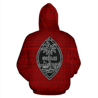 Guam Polynesian Zip up Hoodie Guaman Latte Stone Red Pattern - Polynesian Pride